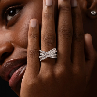 Baguette Crossover Ring