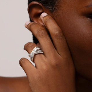 Baguette Crossover Ring